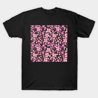 Sakura flower blooms on storm grey background T-Shirt